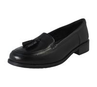 (Black, UK 4.5) Ladies Clarks Tassel Detailed Slip On Loafer Shoes Havisham Edge - D Fit