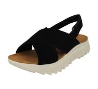 (Black, UK 4) Ladies Clarks Cross Detailed Chunky Sole Slingback Sandals - DashLite Wish