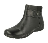 (Black, UK 4) Ladies Clarks Strap Detailed Ankle Boots Cora Tropic