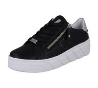 (Black, UK 4) Ladies Rieker Sport Punched Detail Wedge Trainers W2605