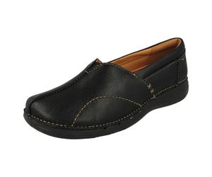 (Black, UK 5.5) Ladies Clarks Un Structured Slip On Casual Shoes Un Loop Stride - D Fit