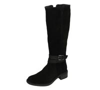(Black, UK 5.5) Ladies Clarks Zip Comfort Knee High Boots - Maye Shine