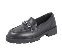 Clarks Girls Eris Edge Youth Black Leather Loafers,Slip Ons,School Shoes