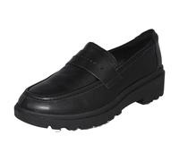 (Black, UK 5) Ladies Clarks Lightweight Chunky Sole Flat Loafer Calla Ease - D Fit