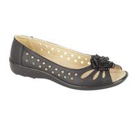 Boulevard Mia Flower Womens Shoes | Slip On Shoes | Black | UK Size 5