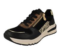 (Black, UK 5) Womens Rieker Zip Up And Lace Up Trainer M6616