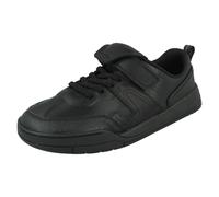 (Black, UK 6.5 Child) Boys Clarks Fold-Over Tongue School Shoes Laser Track Y - G Fit
