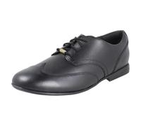 (Black, UK 6.5 Child) Girls Clarks Wingtip Lace Up School Shoes Finja Wing - G Fit