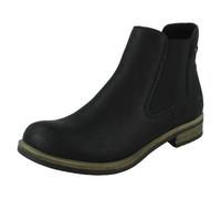 (Black, UK 6.5) Ladies Rieker Elasticated Gusset Panel Chelsea Boots 72254