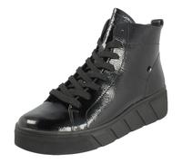 Rieker Evolution W0561 black patent leather wedge heel ankle boots