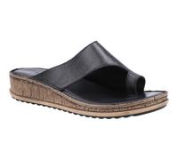 (Black, UK 6) Hush Puppies Elissa Womens Ladies Toe Post Wedge Slide Sandals