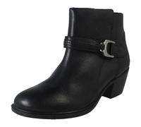 (Black, UK 6) Ladies Clarks Zip Fastening Block Heeled Smart Casual Ankle Boots - Neva Buckle
