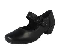 (Black, UK 6) Ladies Rieker Buckle Detailed Hook and Loop Smart Heels 41756