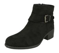 (Black, UK 6) Ladies Spot On Heeled Ankle Boots F51166