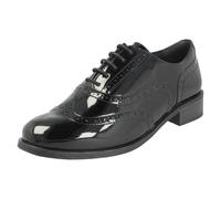Clarks Women's Havisham Oak Black Patent Brogues, Lace Up Flat | Size: 7/Wide Fit