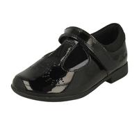 (Black, UK 8.5 Child) Girls Clarks Laser Detailed T-Bar Shoes Scala Spirit T