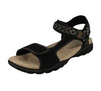 (Black, UK 8) Ladies Clarks Aztec Detailed Strappy Sandals - Amanda Step