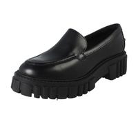 (Black, UK 8) Ladies Clarks Chunky Sole Slip On Loafer Smart Shoes Page Loafer - D Fit