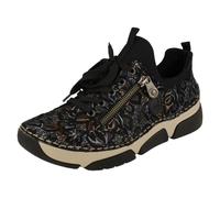 (Black, UK 8) Ladies Sneakers By Rieker Lace Up Shoes 45973
