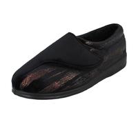 (Black, UK 9) Ladies Padders Wide Fitting Slippers Hug
