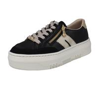 (Black, UK 9) Ladies Rieker Textured Leather Platform Trainers M1912