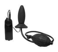 black Ultimate Vibrating Inflatable Latex Butt Plug - 4 Inch