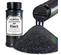 Black Ultra Fine Glitter, 5oz /140g Cosmetic Holographic Glitter for Hair Face Body Eye Nail Art Festival, Epoxy, Resin Crafts, Tumblers, Resin Jewelry, Candle, Painting Arts