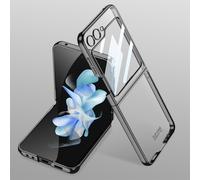 (black) Ultra-Thin Galaxy Z Flip 5 Case, Luxury Perfect Clear Plating Hard PC Crystal Transparent Cover Case for Galaxy Z Flip5