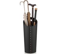 Black Umbrella Holer for Entryway with Drip Tray and 2 Steel Hooks Leahter Tall 22.44 Inches Umbrella Stand Rack Indoor Can Store 10 Golf Umbrellas or Crutches Toy Swords etc
