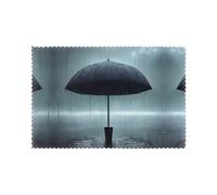 Black umbrella in the rain 6-Piece Printed Placemat Set | 12x18-Inch Insulated Tabletops | Ideal Home Decor to Elevate Everyday Dining