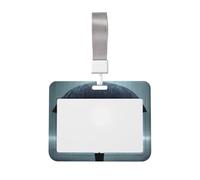 Black Umbrella in The Rain Id Badge Holder with Lanyard-Horizontal Card Protector, Clear Abs Hard Shell for Work Office Events