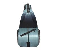 Black umbrella in the rain Patterned single shoulder crossbody bag, adjustable chest bag, designed specifically for travel and cycling