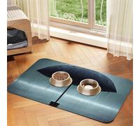 Black umbrella in the rain Pet Absorbent Leather Placemat 40x60cm Beautiful Design Cat and Dog Bowl Mat Portable Storage
