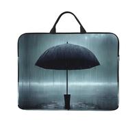 Black umbrella in the rain Print Laptop Case Sleeve Bag 14in,with Handle Portable Case Cover, Compatible 14in Computer/Tablet