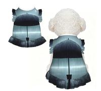 Black umbrella in the rain Ruffle Dog Dress Frilly Sleeveless Breathable Summer Party for Small Dogs Cats M