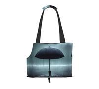 Black umbrella in the rain Small pet carrier suitable for shopping malls airplanes buses and subways