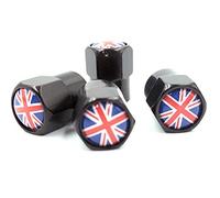 Black Union Jack Flag Wheel Valve Dust Caps.