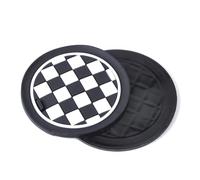 Black Union Jack UK Flag Style Soft Silicone Cup Holder Coasters compatible with MINI Cooper R55 R56 R57 R58 R59 73mm (Checkered)
