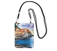Black Universal Crossbody Phone Bag – Lightweight Cinque Terre scenery Print Purse, Perfect for Shopping, and Outdoor Activities