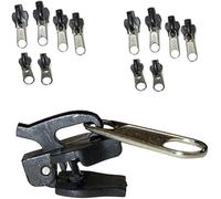 Black Universal Zipper Repair Kit - 6-Piece Emergency Fix Set with Replacement Sliders and Teeth for Crafts, Sewing and Travel Essentials (Multi-Purpose Fastener Kit)