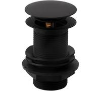 Black Unslotted Basin Waste by Arty Bathrooms - Matt Black Pop Up Brass Sink Waste - Standard 1.1/4" Connection - Click Clack Push Button