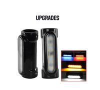 (Black upgradge) For Harley turn signal Bike Touring Moto Bumper light Motorcycle Highway Bar Switchback Driving Light White Amber LED Crash