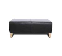 Black Upholstered Bench Footstool - Rectangular Faux Leather Ottoman with Solid Wood Legs Versatile Sofa Stool for Living Room Bedroom 80cm Size