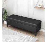 Black Upholstered Storage Ottoman Bench - Versatile Entryway & Bedroom Storage Solution Stylish Seating for Living Room 40"x40" Elegant Design