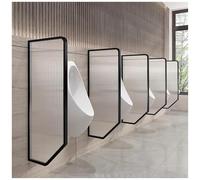 Black Urinal Partition Divider with Tempered Glass - 3 Pcs Wall-Mounted Urinal Privacy Screen for Men's Public Restrooms in Hotels, Schools, and Shops
