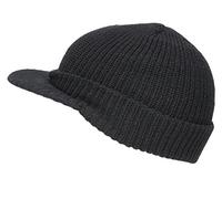 Black US Army Style Cadet Peaked Beanie Cap Knitted Winter Peak Beanie Hat