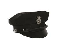 Classic US Police Force 8 Point Peaked VISOR CAP in Black, Dark Blue(Black, XL)