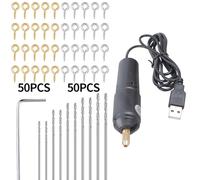Black USB Drill Kit with Bits for Resin Jewelry Pendant Making Supplies Electric Sets for Adults