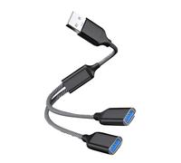 Black USB Splitter, Compact Portable USB Splitter 2 Port High-Speed Data Sync, Reliable USBs Double Adapter for Laptop PC, Durable Double USBAdapter Extender for Phone Tablet Charging