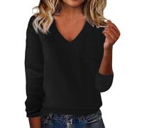 Black V Neck Jumper Soft Solid Color Women's Jumpers Comfort Winter Autumn Loose Cashmere Sweater Jumpers for Women UK